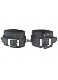 Черные фиксаторы для ног на цепи с мехом внутри - Lux Fetish - купить с доставкой в Сергиевом Посаде