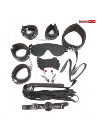Большой игровой набор БДСМ: наручники, оковы, маска, кляп, плеть, ошейник с поводком, верёвка, зажимы для сосков - Notabu - купить с доставкой в Сергиевом Посаде
