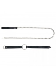 Черный поводок и чокер с кольцом Rada - Rebelts - купить с доставкой в Сергиевом Посаде