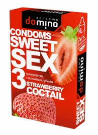 Презервативы для орального секса DOMINO Sweet Sex с ароматом клубничного коктейля  - 3 шт. - Domino - купить с доставкой в Сергиевом Посаде