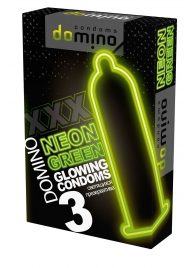 Презервативы DOMINO Neon Green со светящимся в темноте кончиком - 3 шт. - Domino - купить с доставкой в Сергиевом Посаде