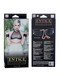 Черные мягкие наручники Entice French Cuffs с цепью - California Exotic Novelties - купить с доставкой в Сергиевом Посаде