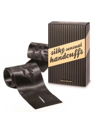 Черные ленты для связывания SILKY SENSUAL HANDCUFFS - Bijoux Indiscrets - купить с доставкой в Сергиевом Посаде