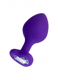 Фиолетовая анальная втулка Diamond Heart с прозрачным кристаллом - 8 см. - ToyFa - купить с доставкой в Сергиевом Посаде