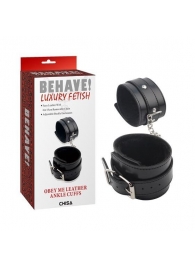 Черные оковы на ноги Obey Me Leather Ankle Cuffs - Chisa - купить с доставкой в Сергиевом Посаде