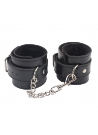 Черные оковы на ноги Obey Me Leather Ankle Cuffs - Chisa - купить с доставкой в Сергиевом Посаде