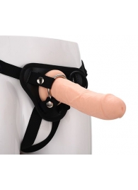 Черные трусики с телесной насадкой STRAP ON REAL DILDO - 21 см. - Dream Toys - купить с доставкой в Сергиевом Посаде