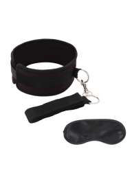 Черный ошейник с длинным поводком Collar and Leash Set - Lux Fetish - купить с доставкой в Сергиевом Посаде