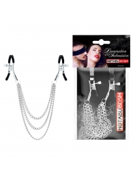 Оригинальные зажимы на соски с тройной цепочкой - Notabu - купить с доставкой в Сергиевом Посаде