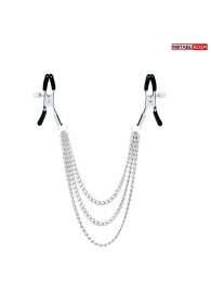 Оригинальные зажимы на соски с тройной цепочкой - Notabu - купить с доставкой в Сергиевом Посаде