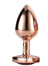 Золотистая анальная втулка с кристаллом-сердечком розового цвета - 7,1 см. - Dream Toys - купить с доставкой в Сергиевом Посаде