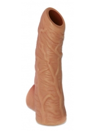 Телесная открытая насадка-реалистик с подхватом мошонки Nude Sleeve L - 14 см. - KOKOS - в Сергиевом Посаде купить с доставкой