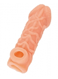 Телесная закрытая насадка с венками Cock Sleeve Size S - 13,8 см. - KOKOS - в Сергиевом Посаде купить с доставкой