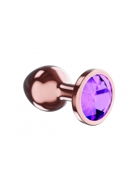 Пробка цвета розового золота с фиолетовым кристаллом Diamond Amethyst Shine S - 7,2 см. - Lola Games - купить с доставкой в Сергиевом Посаде