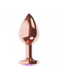 Пробка цвета розового золота с фиолетовым кристаллом Diamond Amethyst Shine S - 7,2 см. - Lola Games - купить с доставкой в Сергиевом Посаде