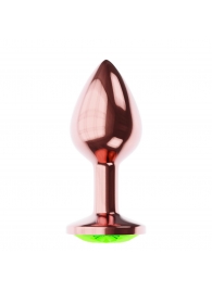 Пробка цвета розового золота с лаймовым кристаллом Diamond Emerald Shine S - 7,2 см. - Lola Games - купить с доставкой в Сергиевом Посаде