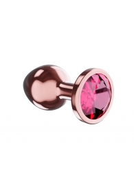 Пробка цвета розового золота с малиновым кристаллом Diamond Ruby Shine S - 7,2 см. - Lola Games - купить с доставкой в Сергиевом Посаде