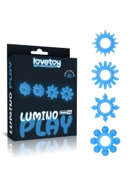 Набор из 4 голубых, светящихся в темноте эрекционных колец Lumino Play - Lovetoy - в Сергиевом Посаде купить с доставкой