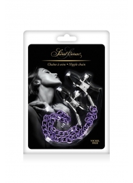 Зажимы для сосков с фиолетовой цепочкой Sweet Caress Nipple Chain - Sweet Caress - купить с доставкой в Сергиевом Посаде