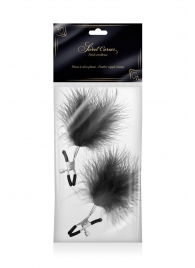 Зажимы на соски с черными пуховыми кисточками Sweet Caress Feather Nipple Clumps - Sweet Caress - купить с доставкой в Сергиевом Посаде