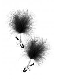 Зажимы на соски с черными пуховыми кисточками Sweet Caress Feather Nipple Clumps - Sweet Caress - купить с доставкой в Сергиевом Посаде