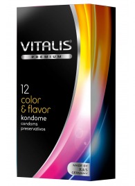 Цветные ароматизированные презервативы VITALIS PREMIUM color   flavor - 12 шт. - Vitalis - купить с доставкой в Сергиевом Посаде