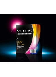 Цветные ароматизированные презервативы VITALIS PREMIUM color   flavor - 3 шт. - Vitalis - купить с доставкой в Сергиевом Посаде