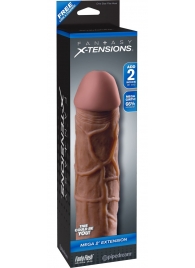 Коричневая насадка Mega 2  Extension - 20,3 см. - Pipedream - в Сергиевом Посаде купить с доставкой