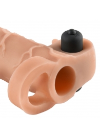 Телесная вибронасадка с кольцом Vibrating Real Feel 2 Extension - 16 см. - Pipedream - в Сергиевом Посаде купить с доставкой