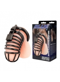 Черная металлическая клетка с замком Deluxe Chastity Cage - BlueLine - купить с доставкой в Сергиевом Посаде