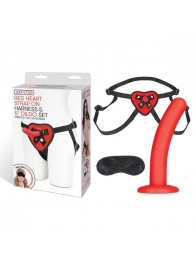 Красный поясной фаллоимитатор Red Heart Strap on Harness   5in Dildo Set - 12,25 см. - Lux Fetish - купить с доставкой в Сергиевом Посаде