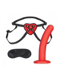 Красный поясной фаллоимитатор Red Heart Strap on Harness   5in Dildo Set - 12,25 см. - Lux Fetish - купить с доставкой в Сергиевом Посаде