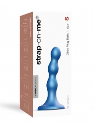 Голубая насадка Strap-On-Me Dildo Plug Balls size S - Strap-on-me - купить с доставкой в Сергиевом Посаде