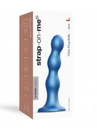 Голубая насадка Strap-On-Me Dildo Plug Balls size L - Strap-on-me - купить с доставкой в Сергиевом Посаде