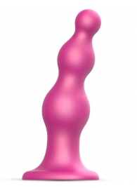 Розовая насадка Strap-On-Me Dildo Plug Beads size S - Strap-on-me - купить с доставкой в Сергиевом Посаде