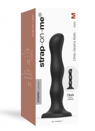 Черная насадка Strap-On-Me Dildo Geisha Balls size M - Strap-on-me - купить с доставкой в Сергиевом Посаде