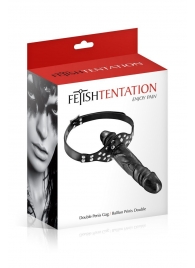 Черный кляп-фаллоимитатор Double Penis Gag - Fetish Tentation - купить с доставкой в Сергиевом Посаде