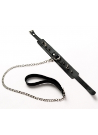 Черный ошейник с шипами и поводком - Crazy Handmade - купить с доставкой в Сергиевом Посаде