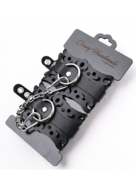 Ажурные наручники из черной кожи - Crazy Handmade - купить с доставкой в Сергиевом Посаде