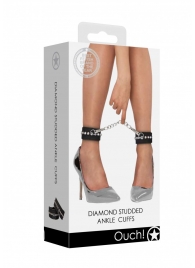 Черные поножи Diamond Studded Ankle Cuffs - Shots Media BV - купить с доставкой в Сергиевом Посаде