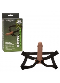 Коричневый фаллопротез Life-Like Extension with Harness - 17,75 см. - California Exotic Novelties - купить с доставкой в Сергиевом Посаде