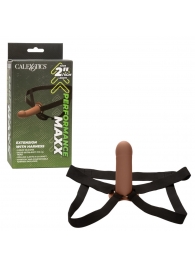 Коричневый фаллопротез из силикона Extension with Harness - 15,75 см. - California Exotic Novelties - купить с доставкой в Сергиевом Посаде