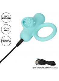 Аквамариновое эрекционное виброкольцо Silicone Rechargeable Nubby Lover’s Delight - California Exotic Novelties - в Сергиевом Посаде купить с доставкой