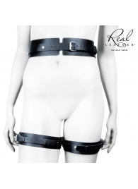 Черный кожаный пояс с гартерами - S-M - Notabu - купить с доставкой в Сергиевом Посаде