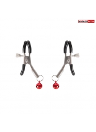 Серебристые зажимы на соски с шариками - Notabu - купить с доставкой в Сергиевом Посаде