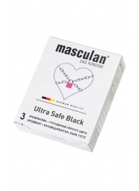 Ультрапрочные презервативы Masculan Ultra Safe Black - 3 шт. - Masculan - купить с доставкой в Сергиевом Посаде