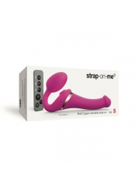 Ярко-розовый безремневой страпон Multi Orgasm Size S с клиторальной стимуляцией - Strap-on-me - купить с доставкой в Сергиевом Посаде