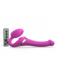 Ярко-розовый безремневой страпон Multi Orgasm Size S с клиторальной стимуляцией - Strap-on-me - купить с доставкой в Сергиевом Посаде