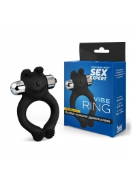 Черное силиконовое эрекционное виброкольцо Sex Expert - Sex Expert - в Сергиевом Посаде купить с доставкой