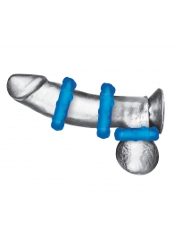 Комплект из трех голубых эрекционных колец 3-Pack Ribbed Rider Cock Ring Set - BlueLine - в Сергиевом Посаде купить с доставкой